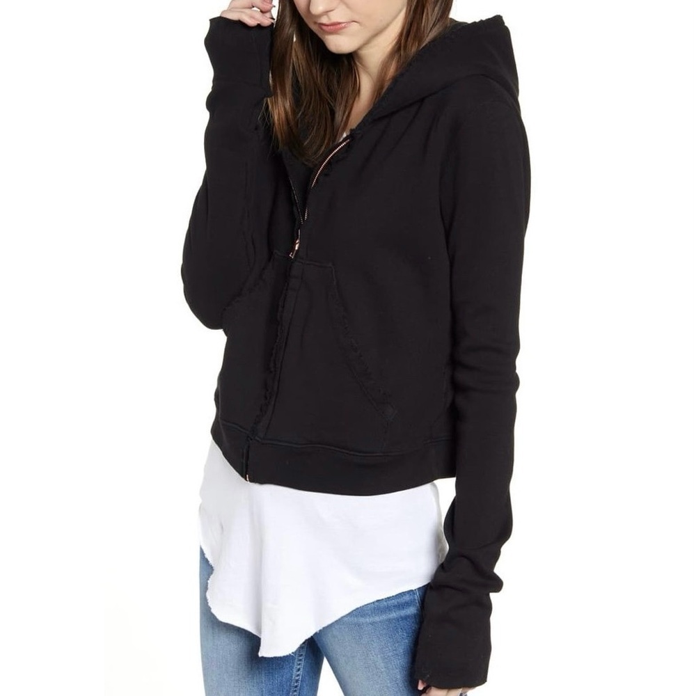 RARE🔥 Frank & Eileen Tee Lab‎ Zip-Front Distressed Hoodie, Black